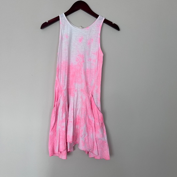 Zara pink and white tie-dye style sleeveless dress with large pockets. Size 11 - Picture 1 of 6
